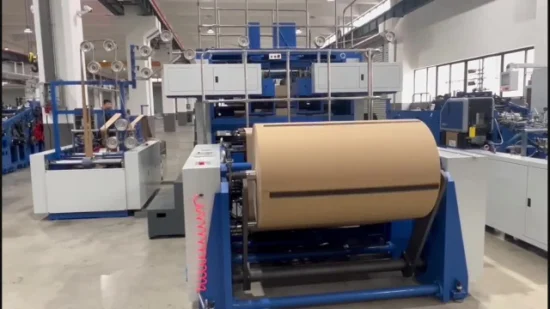 Fabricante de pasta de fundo plano para alimentos Kraft Máquina de fazer sacos de papel com alça em linha